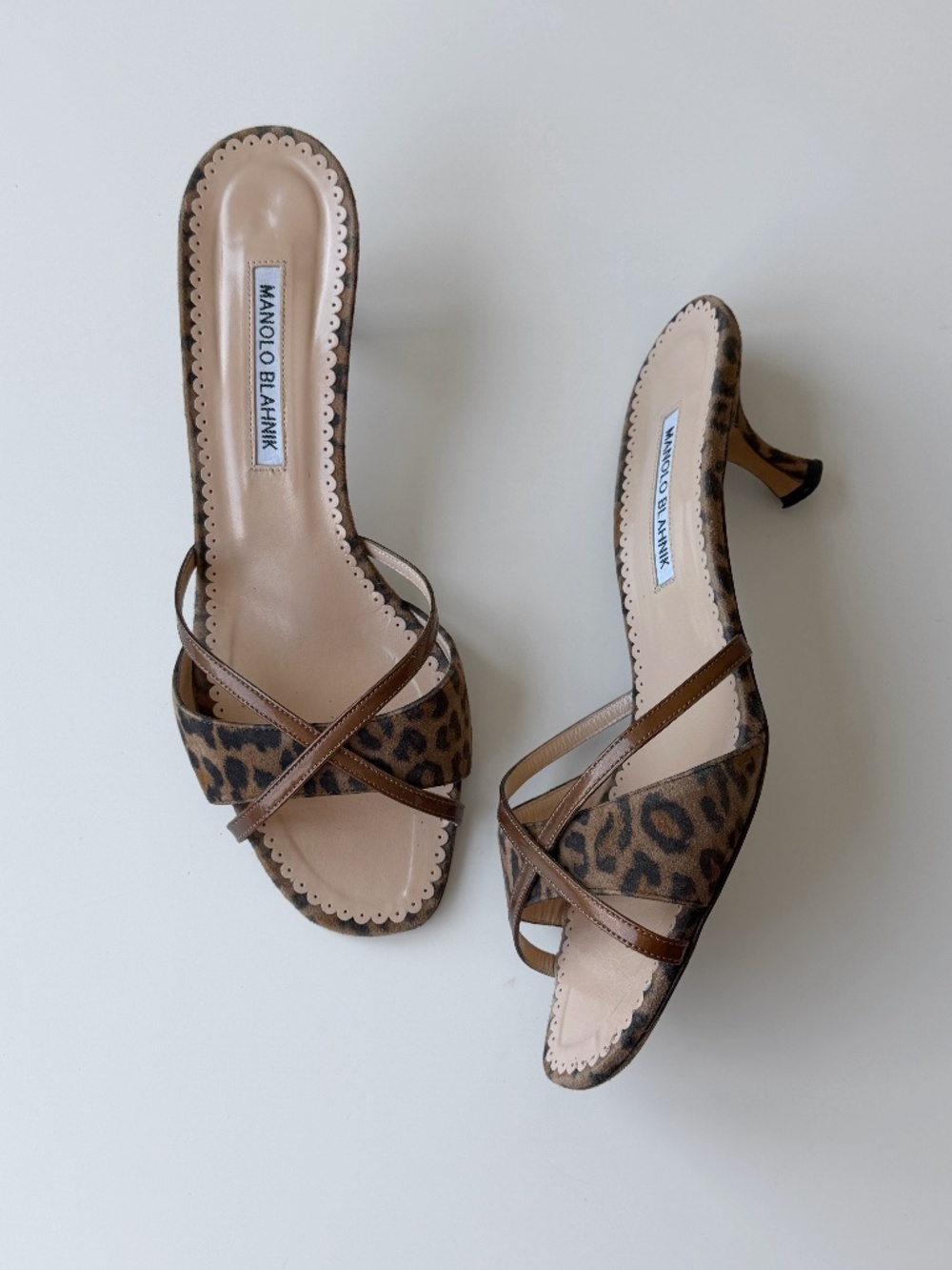 Vintage Manolo Blahnik leopard strappy slide sandals – IT 39.5